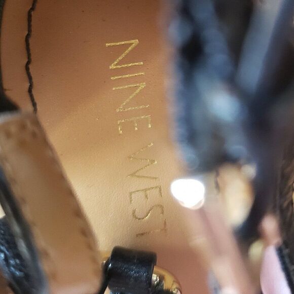 Nine West Magdalena, Dressy Leather Gladiator Back Zip Wedge Heels Size 6 1/2" M - Picture 5 of 5